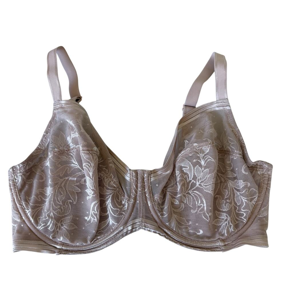 Wacoal 851340 Halo Lace Full Figure Semi-Sheer Underwire Bra Toast Size 32DDD